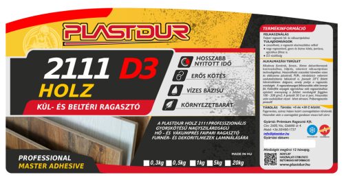 HOLZ 2111 D3 Nagyszilárdságú Expressz  Hő- és vákuumprés ragasztó  5 kg