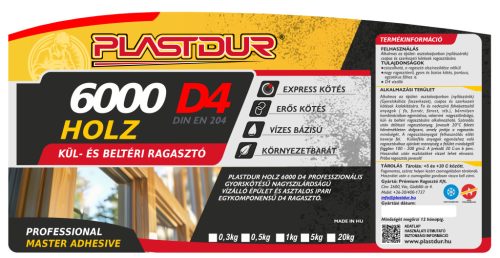 Plastdur expressz  egykomponensű faipari ragasztó HOLZ 6000 D4 1Kg